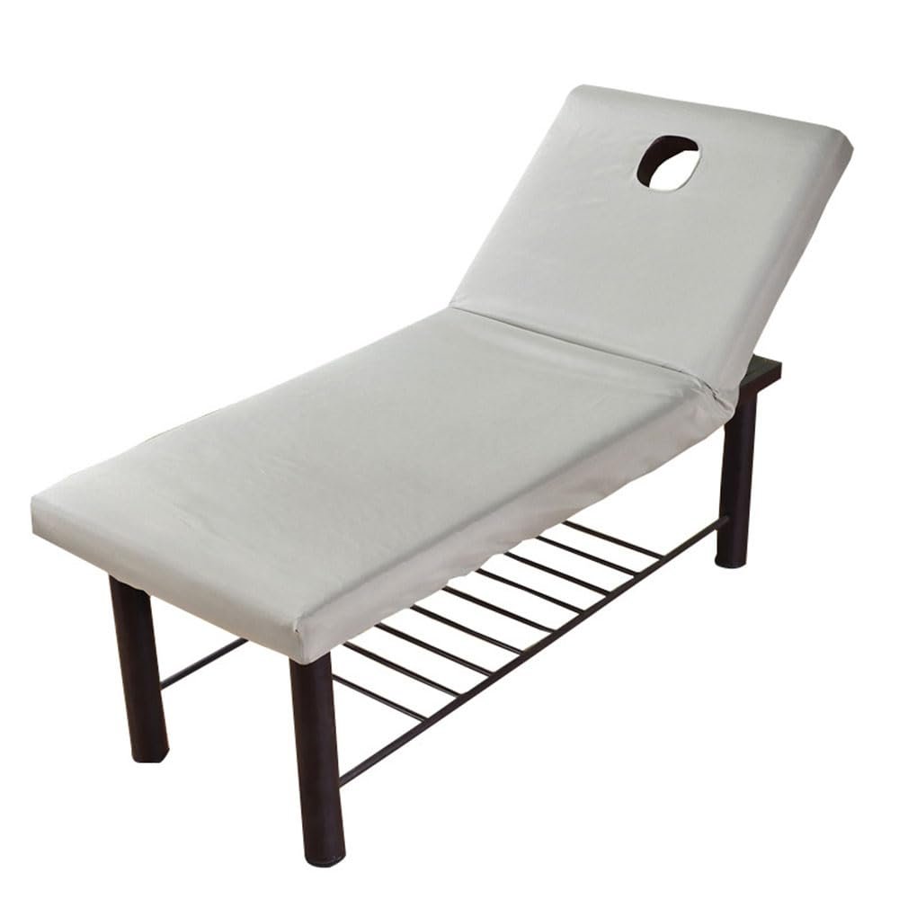 Morbuy Fitted Sheet for Massage Table, 75 x 190 x 10 cm, with Face Hole, Gray, 1-Piece Set