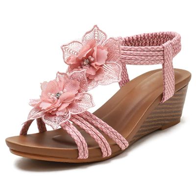 TFYSFSHN Women's Heeled Sandals, Double Strap, Faux Leather, 5 cm (1.9 in) Heel, for Weddings, Summer, Beach (Pink, UK 8 | US 10)
