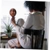 FRCOLOR Retro Handheld Makeup Mirror with Wooden Handle view 2