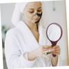 FRCOLOR Retro Handheld Makeup Mirror with Wooden Handle view 3