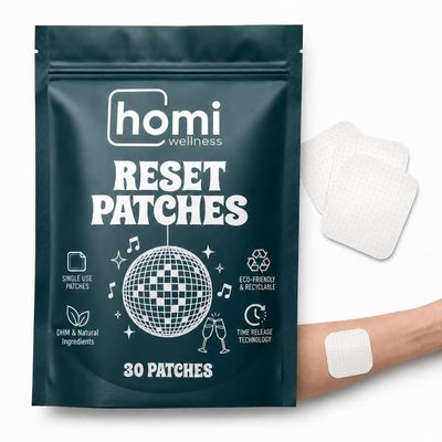 Homi Wellness Party Patches - Wake Up Refreshed - Natural Blend with DHM, Milk Thistle, Ginger Root | Transdermal Patches, Pack of 30