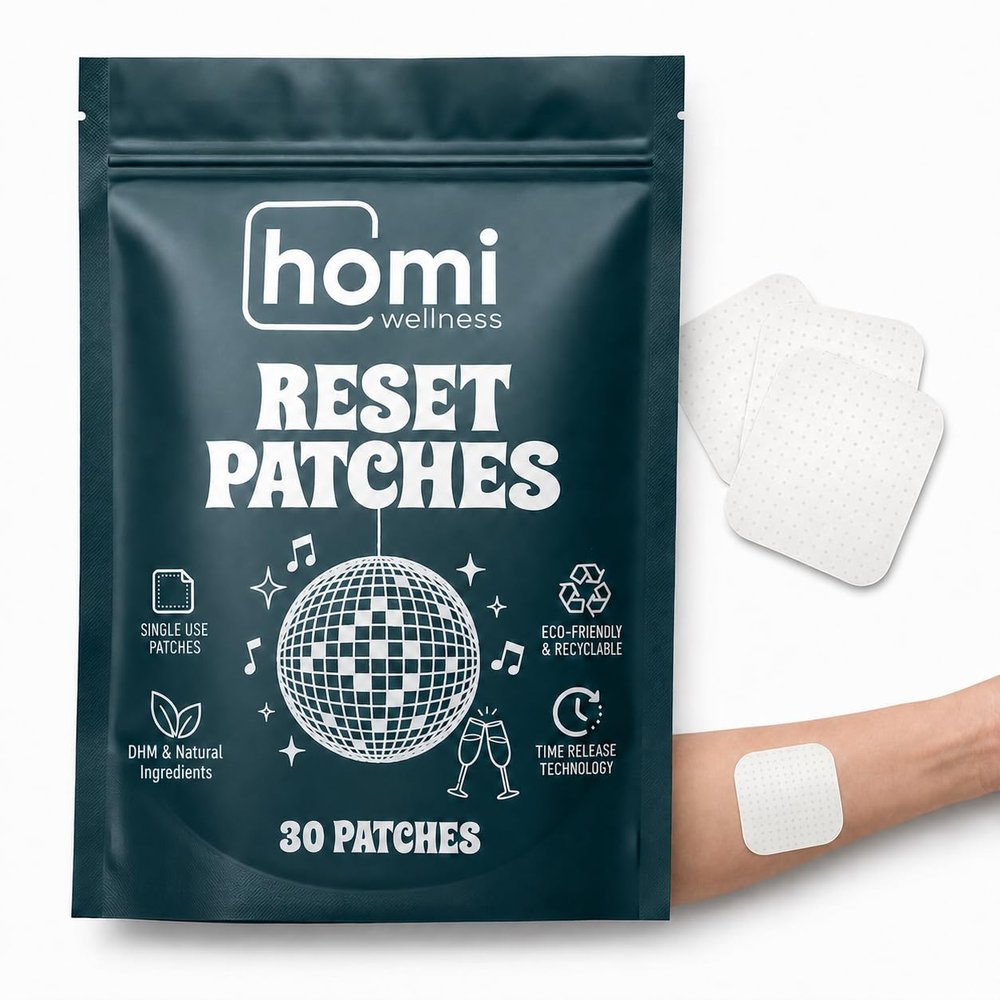 Homi Wellness Party Patches - Wake Up Refreshed - Natural Blend with DHM, Milk Thistle, Ginger Root | Transdermal Patches, Pack of 30
