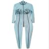 GAYLOP Latex Pants Latex Rubber Catsuit Zentai Bodysuit Jumpsuit with Breast Inflation, Sky Blue, S view 1