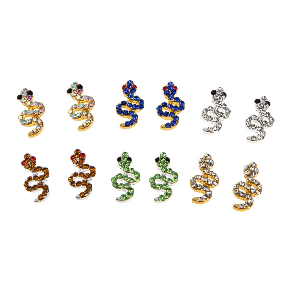 12-Piece Alloy Snake Nail Charms for Acrylic Nails