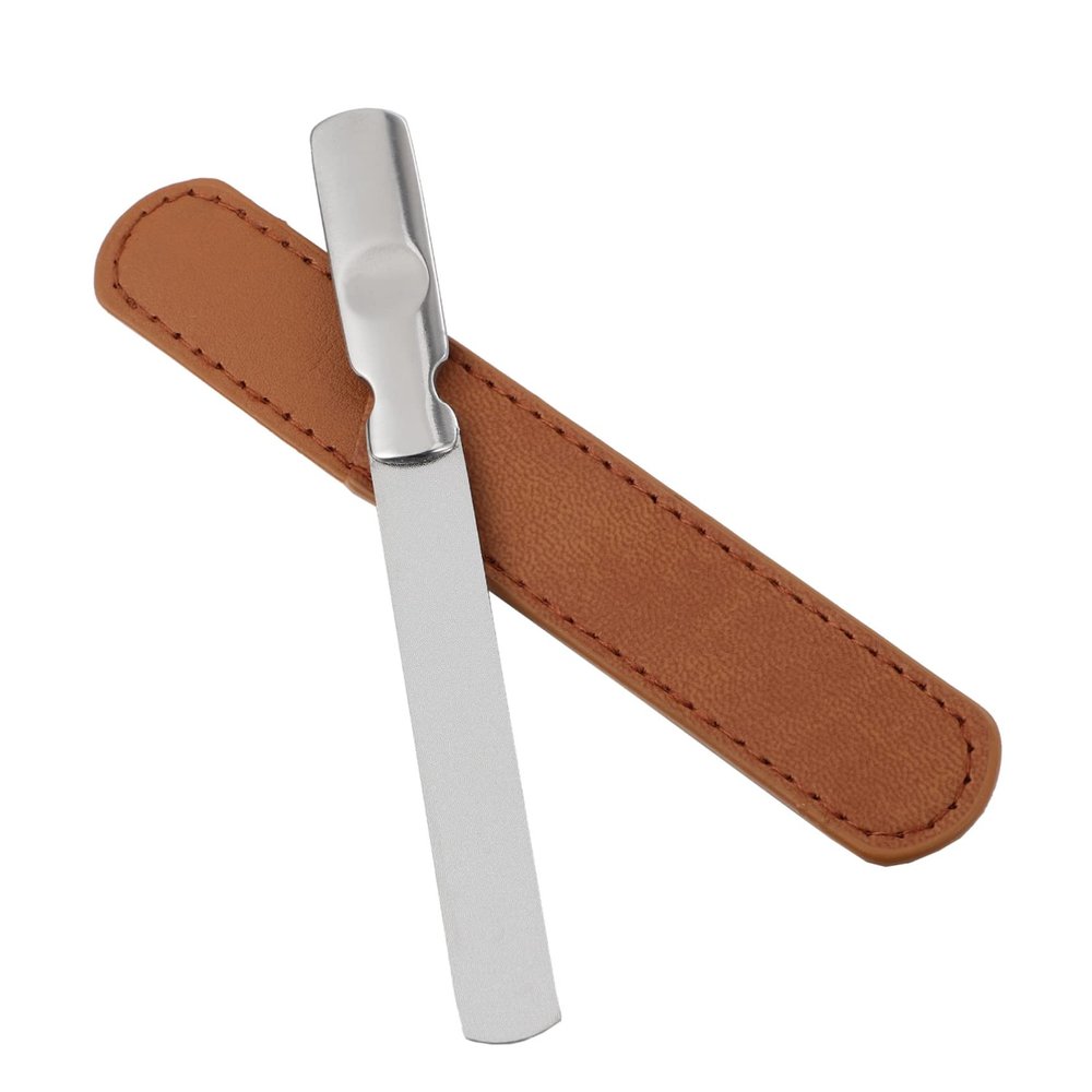 PLAFOPE Stainless Steel Nail File Set with Leather Case, Double-Sided Professional Metal Nail Files for Natural Nails