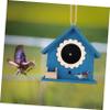 Blue Hanging Wooden Birdhouse with Durable Cord view 2