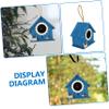 Blue Hanging Wooden Birdhouse with Durable Cord view 3
