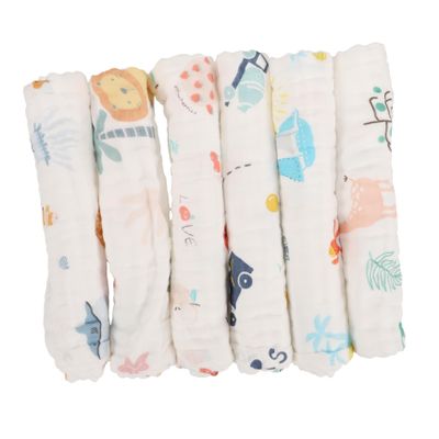 LIFKOME 6-Piece Cotton Baby Washcloths for Newborns, Boys and Girls, Absorbent Reusable Burp and Drool Cloths