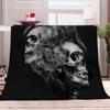 Fleece Sherpa Blanket 180 x 200 cm, Black Smoke Skull view 1