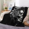 Fleece Sherpa Blanket 180 x 200 cm, Black Smoke Skull view 2