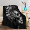 Fleece Sherpa Blanket 180 x 200 cm, Black Smoke Skull view 4