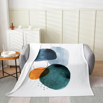 Twig Green Geometry Flannel Blanket for Girls, Children and Babies, 150 x 200 cm