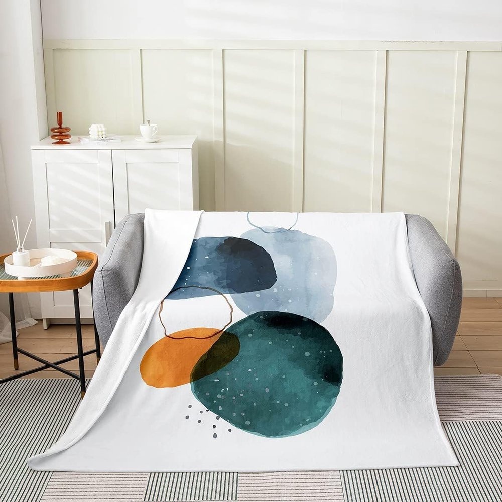 Twig Green Geometry Flannel Blanket for Girls, Children and Babies, 150 x 200 cm
