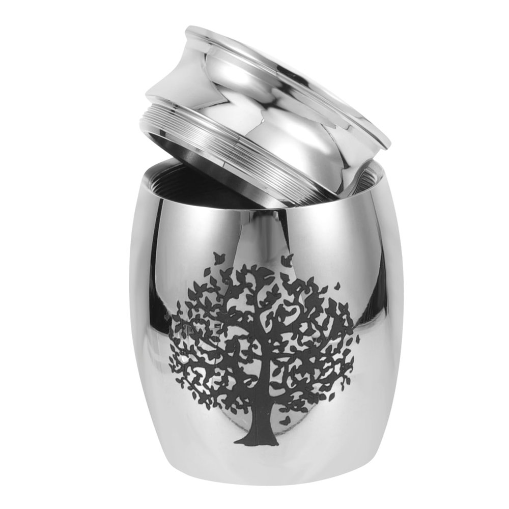 BCOATH Small Stainless Steel Pet Urn for Cat Ashes with Waterproof Lid