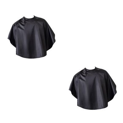 Gogogmee 2-Piece Waterproof Polyester Hairdressing Cape, Adjustable Haircut Cape for Salon and Home, Black