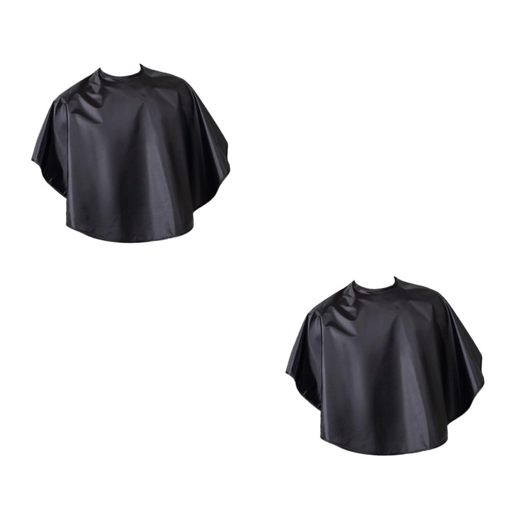 Gogogmee 2-Piece Waterproof Polyester Hairdressing Cape, Adjustable Haircut Cape for Salon and Home, Black