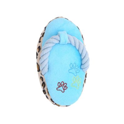 WOONEKY Blue Plush Slipper Toy for Dogs and Cats, 1 Piece