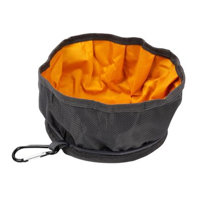 Foldable Portable Dog Bowl, 1 Pc., Nylon, Black