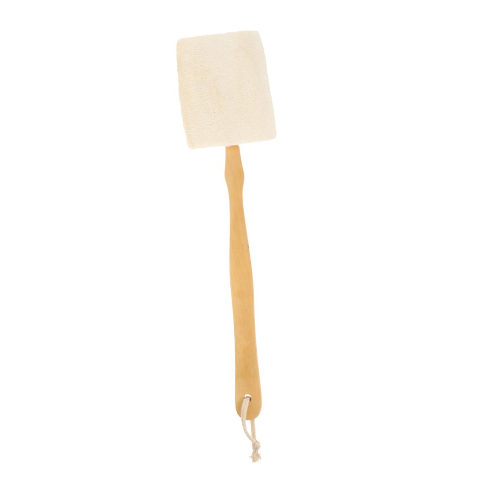 WOONEKY Long-Handled Natural Bamboo Loofah Shower Brush
