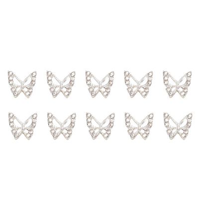 Mlllokfki Rhinestone Nail Charms, Nail Gems | 10-Piece Butterfly Jewelry