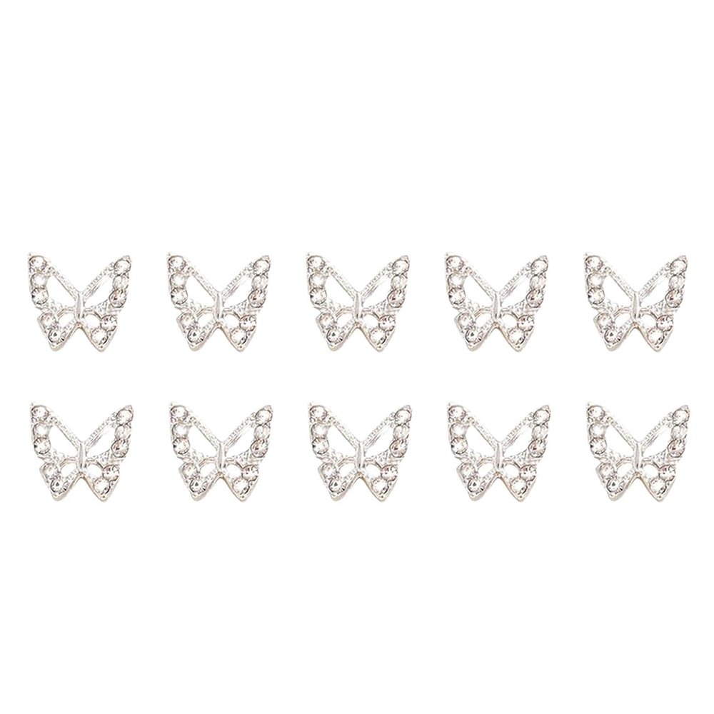 Mlllokfki Rhinestone Nail Charms, Nail Gems | 10-Piece Butterfly Jewelry