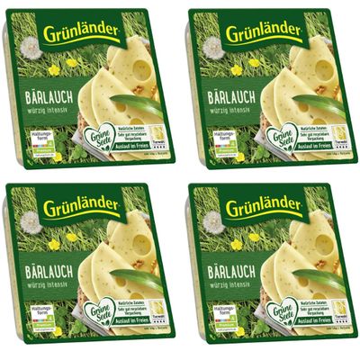Pufai Grocery Grünländer Wild Garlic Semi-Hard Cheese, 120 g x 4