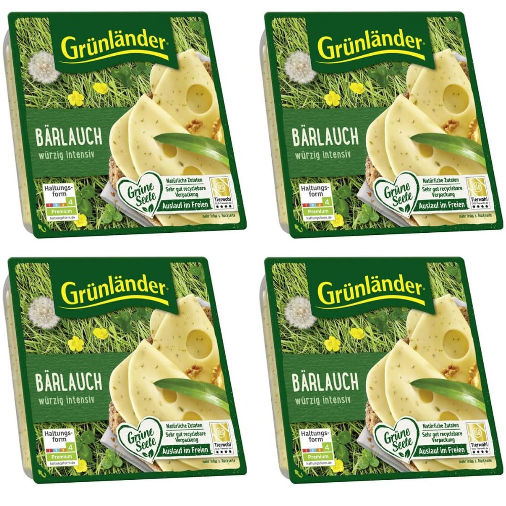 Pufai Grocery Grünländer Wild Garlic Semi-Hard Cheese, 120 g x 4
