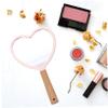 WOONEKY Portable Heart-Shaped Cosmetic Mirror with Wooden Handle view 2
