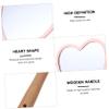 WOONEKY Portable Heart-Shaped Cosmetic Mirror with Wooden Handle view 3