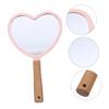 WOONEKY Portable Heart-Shaped Cosmetic Mirror with Wooden Handle view 4