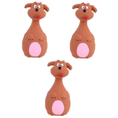 Parliky 3-Piece Latex Squeaky Cartoon Dog Toy Set, Brown