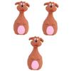 Parliky 3-Piece Latex Squeaky Cartoon Dog Toy Set, Brown view 1