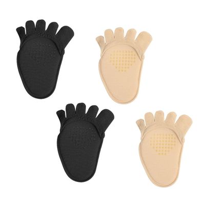 ORFOFE Invisible Five-Toe Cotton No-Show Socks, 2 Pairs, Black