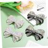 DEARMAMY 4-Piece Rhinestone Bow Shoe Clips, White and Black view 2