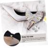 DEARMAMY 4-Piece Rhinestone Bow Shoe Clips, White and Black view 3