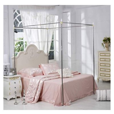 4-Corner Stainless Steel Mosquito Net Canopy Frame for Single, Double, King, and California King Beds
