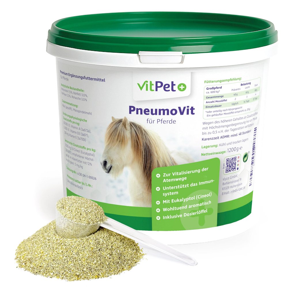 VitPet+ PneumoVit | Horse Cough Support | Mucus-Loosening for Airways & Bronchi