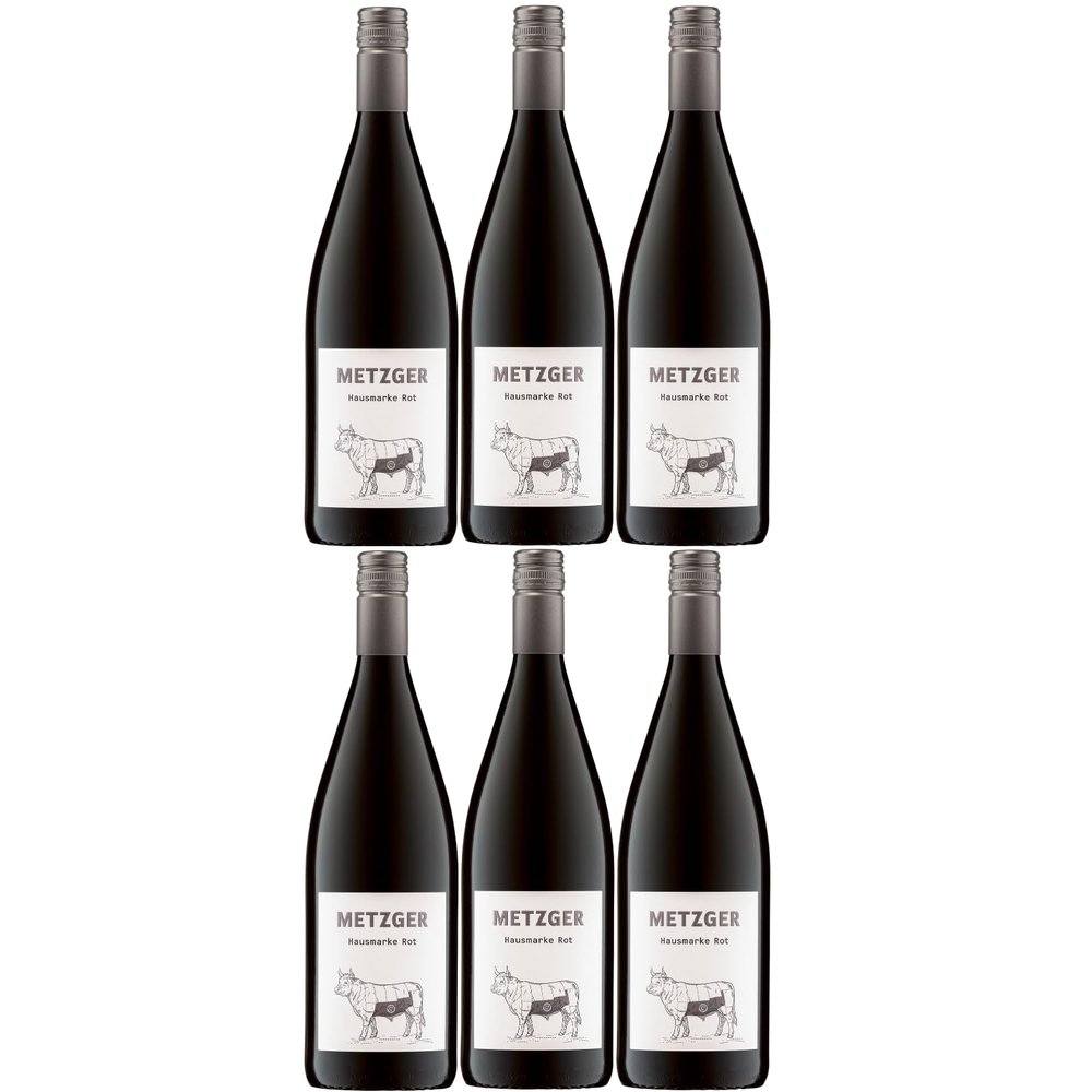 Uli Metzger Winery House Red Wine, Off-Dry, Germany, with FeinWert eBook (6 x 1 L)