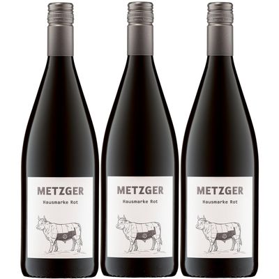 Uli Metzger Winery House Label Red Wine, Off-Dry, Germany, incl. FeinWert E-Book (3 x 1 L)