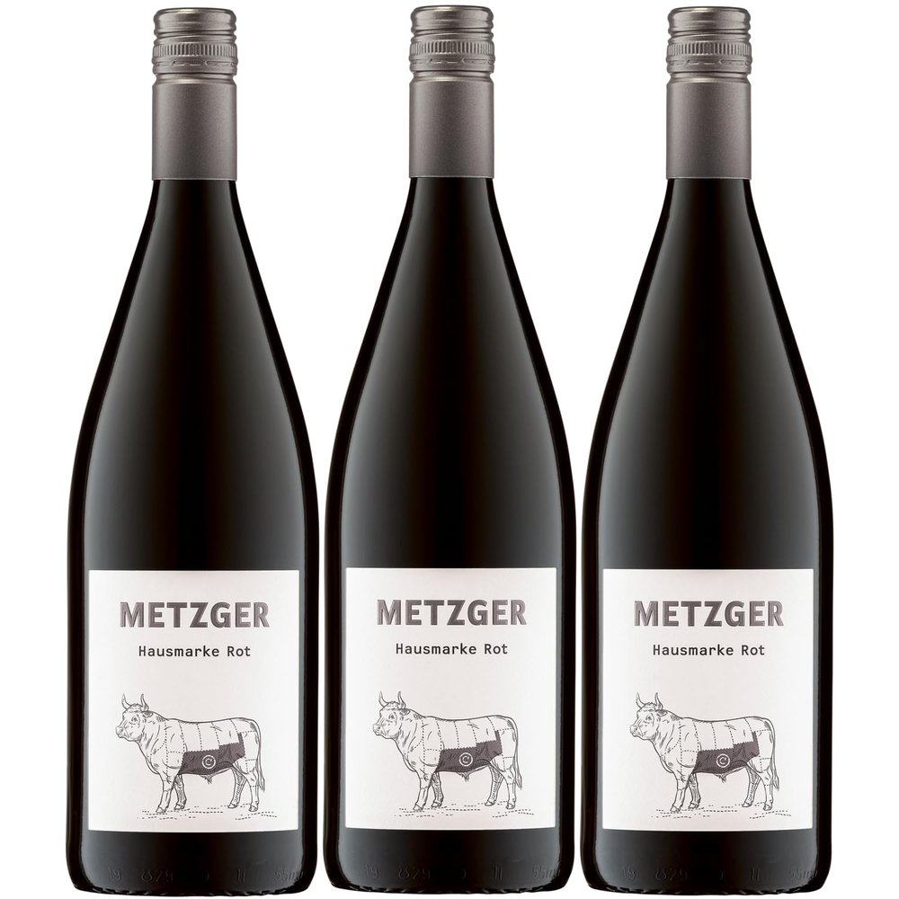 Uli Metzger Winery House Label Red Wine, Off-Dry, Germany, incl. FeinWert E-Book (3 x 1 L)