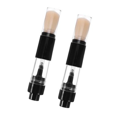 HONMEET Black Powder Brush, Portable Retractable Refillable Makeup Brush, 2-Piece Set for Loose Powder and Beginners on the Go