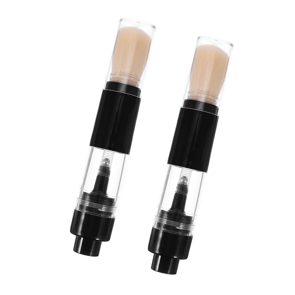 HONMEET Black Powder Brush, Portable Retractable Refillable Makeup Brush, 2-Piece Set for Loose Powder and Beginners on the Go
