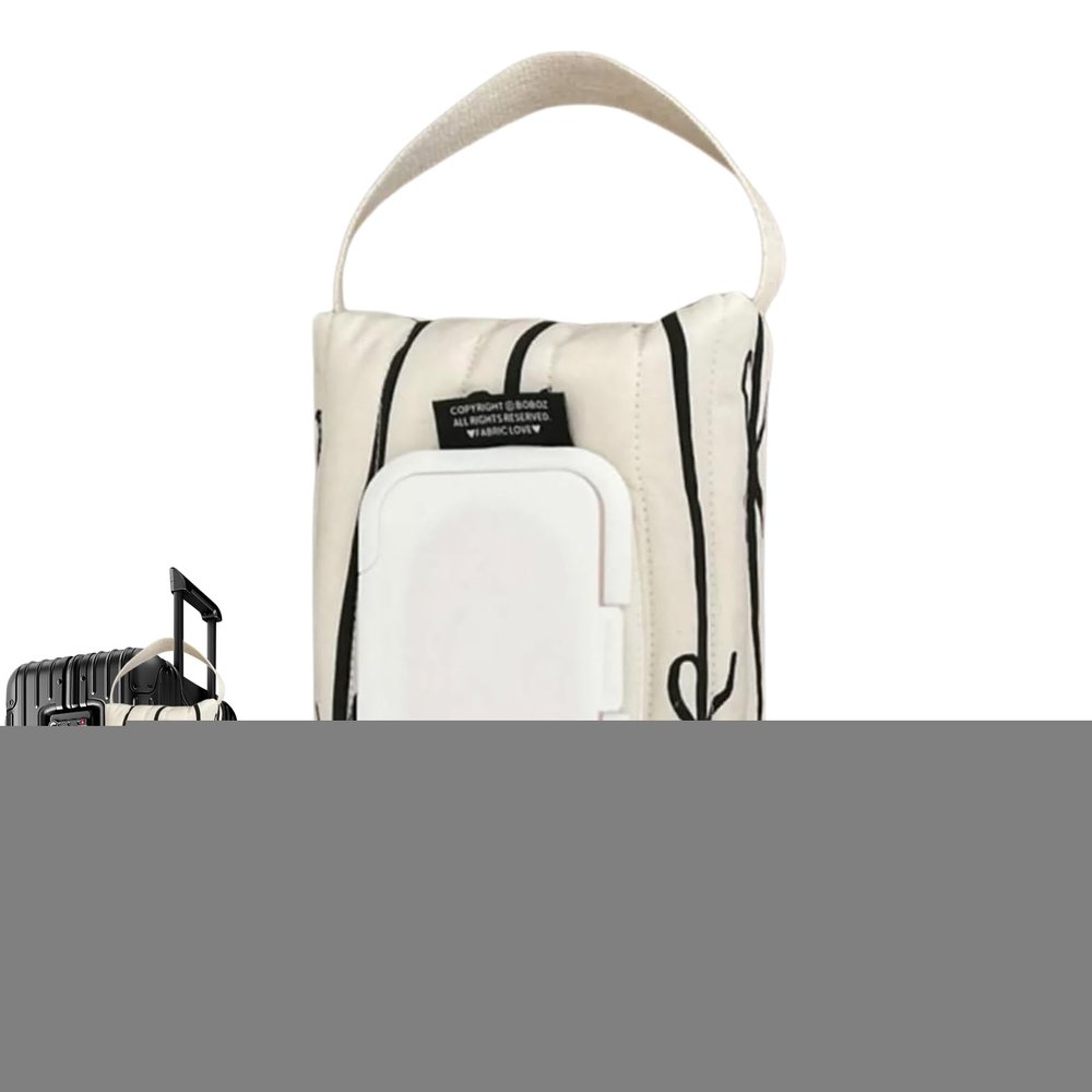 Refillable Cotton Wipe Dispenser Bag with Bow and Stripes