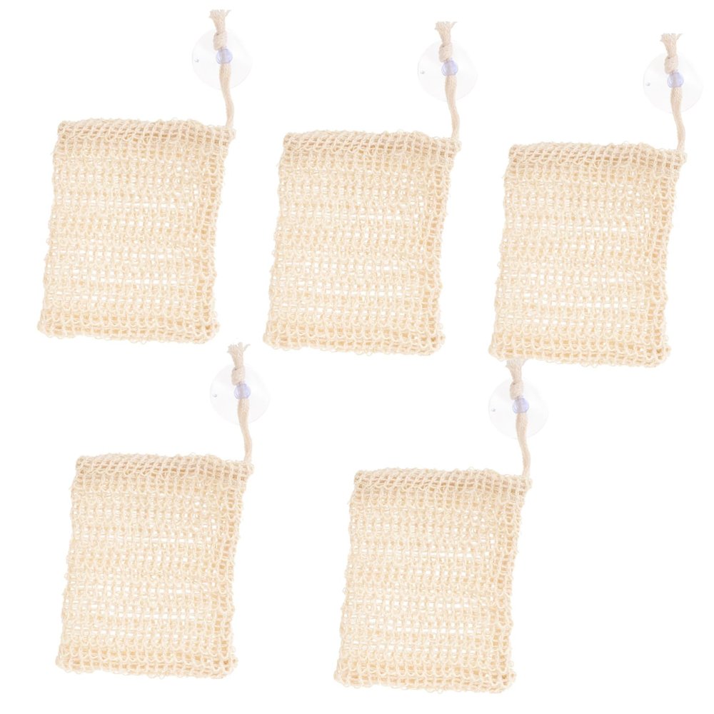 Beatifufu 2 Sets Body Exfoliating Soap Bags with Soap Holders and Foaming Net for Easy Bathing, 5 Pieces x 2
