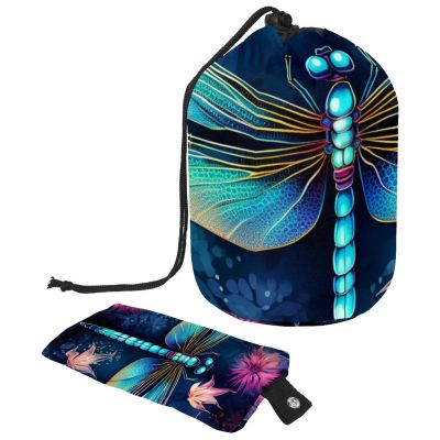 Travel Cosmetic Bag Set with Dragonfly Pattern