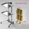 JKAVPPT Folding Salon Trolley with Wheels, Stainless Steel (B) view 3