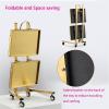 JKAVPPT Folding Salon Trolley with Wheels, Stainless Steel (B) view 4