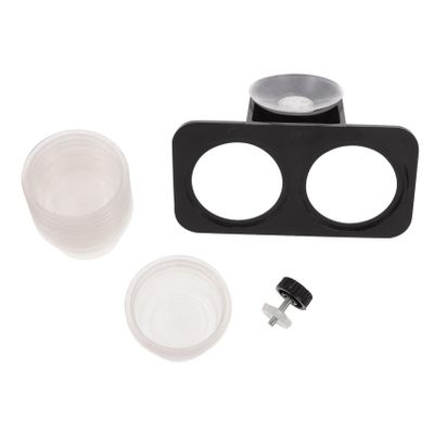 Parliky Black Plastic Reptile Food and Water Bowl with Double-Cup Design