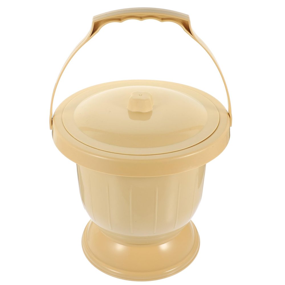 Portable Urinal Bucket with Lid, 1-Piece Plastic Bedpan