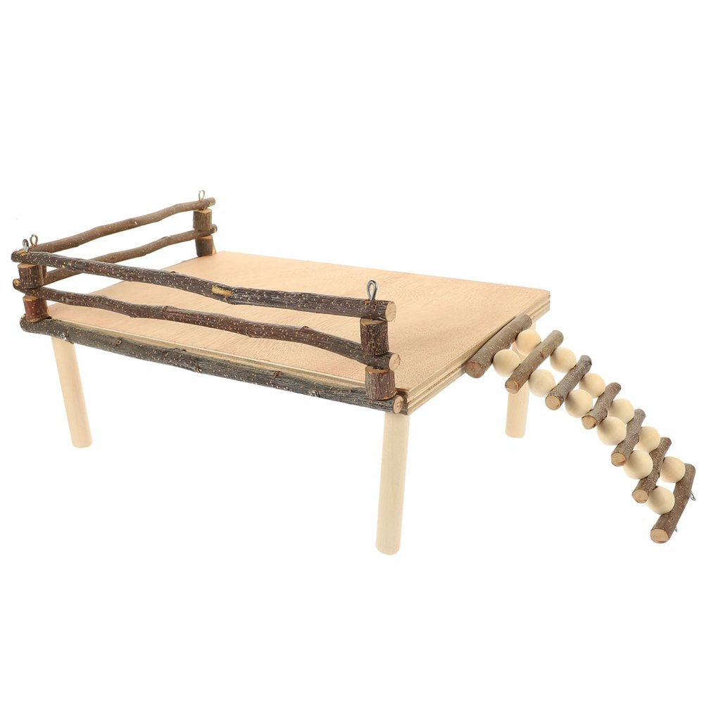 WOONEKY Hamster Platform with Climbing Ladder, Round Small-Animal Play Platform